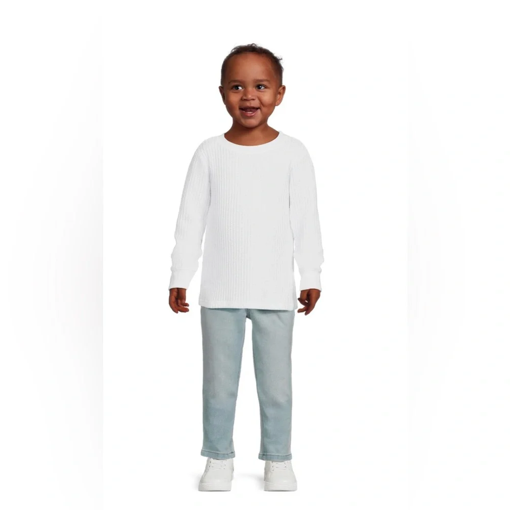 Garanimals Toddler Boy Long Sleeve Waffle Thermal Knit T-Shirt – White – Size 4T